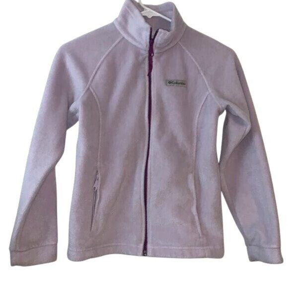 Columbia Girls Full-Zip Fleece Jacket Medium Lavender Polyester - Picture 1 of 6